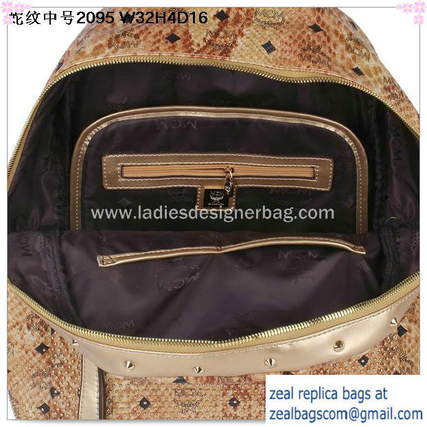 High Quality Replica Hot Sale MCM Armour Medium Backpack Snake Leather MC2095 Gold